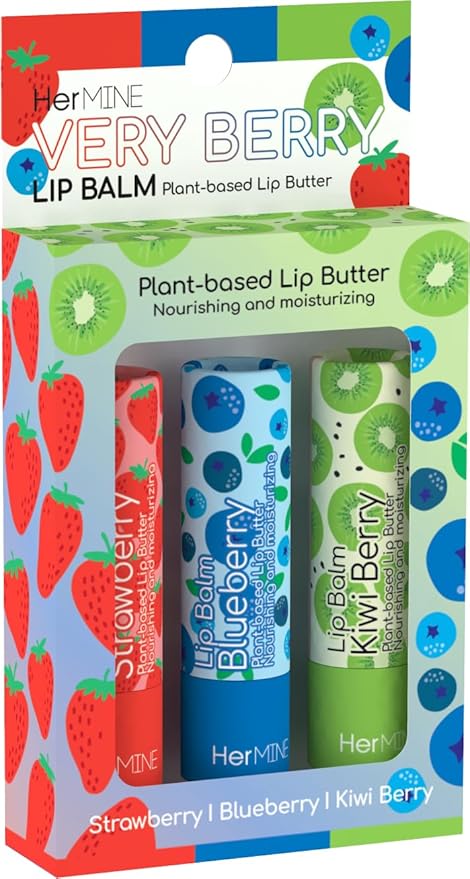 HerMINE Lip Balm Plant-based Lip Butter 3 Pack Nourishing Moisturizing LipBalm LipButter Long Lasting Delicious Flavors Intense Hydration