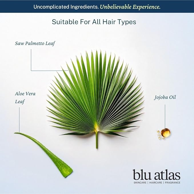 Blu Atlas Men's Natural Shampoo – Organic, Sulfate-Free, Paraben-Free – Deep Cleansing & Hydrating – Classic Scent (Bergamot, Sage, Patchouli) – Made in America– 8 oz