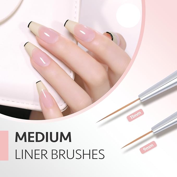 GAOY 5 Pcs Nail Art Liner Brushes, Thin French Liner, Nail Design Tools for Nail Detail Painting, for Nail DIY