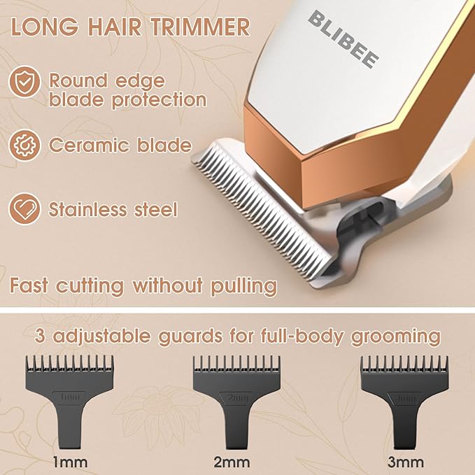 Hair Clippers & Bikini Trimmer for Women - Waterproof Electric Clippers and 4 in 1 Bikini Trimmer Set, Deluxe Hair Trimmer, Wet/Dry Body Shaver for Nose Eyebrows Beard Pubic Hair, Pink…