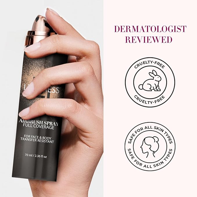 LUMINESS Spray Airbrush Foundation Makeup, Fair Shade 020 - Lightweight, Full Coverage Foundation for Face, Neck, & Body - Concealer for Seamless Blending, Natural-Looking Finish, 2.36 fl oz