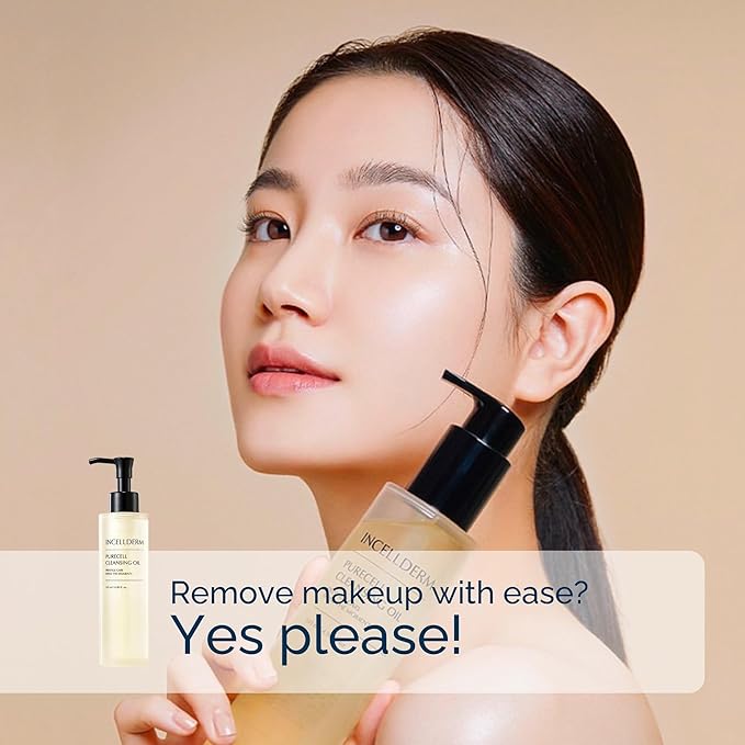 Riman Incellderm Purecell Cleansing Oil | 4.9 fl oz | Gentle Makeup Remover and Hydrating Cleanser | Lightweight and Non-Comedogenic | Suitable for Various Skin Types | Plant-Based Formula