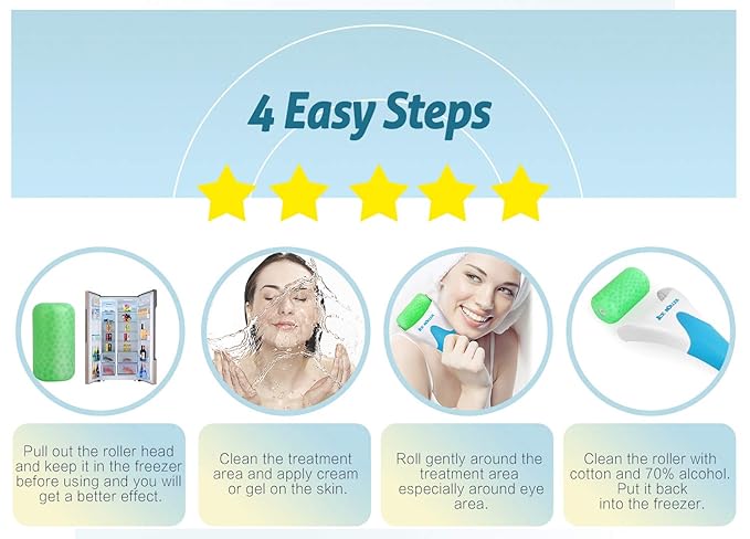 ESARORA Ice Roller for Face & Eye, Puffiness, Migraine, Pain Relief and Minor Injury, Skin Care Products - Black Orange (1 Plastic Roller & 1 Stainless Steel Roller)