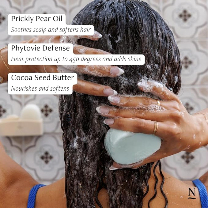 Nopalera Shampoo Bar - Moisturize and Shine, For Dry or Curly Hair, Color Safe, Paraben Free, Silicone & Sulfate Free, Made With Prickly Pear Oil (3.65 oz)