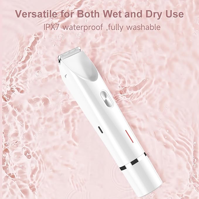 Bikini Trimmer for Women Electric Razors for Women, Double Head Dual Purpose, IPX7 Waterproof Hair Razor, Ceramic Blade Hair Trimmer Wet & Dry Use,Womens Painless Electric Shaver for Facial and Body