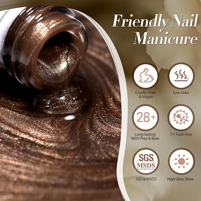 Born Pretty Cat Magnetic Eye Gel Nail Polish, 6 Colors Retro Magnetic Glitter Gel Polish Set Silver Pink Red Nail Polish Kit Soak Off LED Nail Art DIY Salon Gift