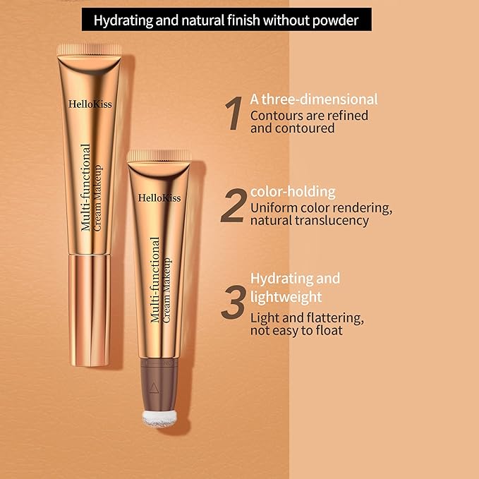 3pcs Contour Beauty Wand, Blush Wand and Liquid Highlighter Wand with Cushion Applicator, Long Lasting Silky Smooth Blendable Contour Highlighter Blush Stick,Cruelty Free,Contour +Blush +Highlighter Set（#01+#03+#05）