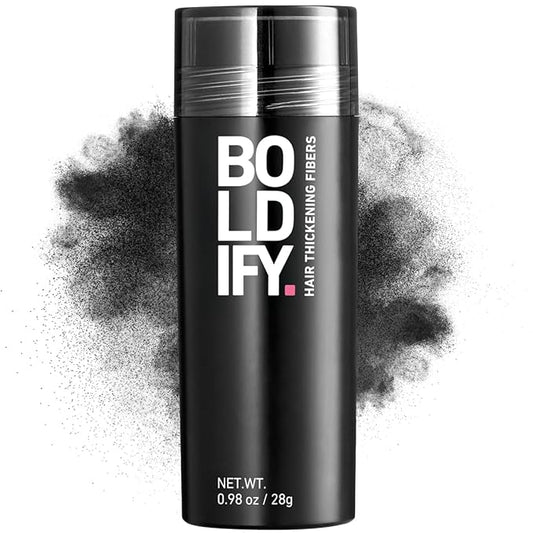 BOLDIFY Hair Fibers (28g) - Fill In Thinning and Fine Hair for an Instantly Fuller, Thicker Look - 14 Shades for Women & Men - Black