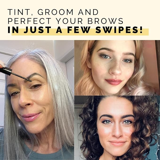 Elizabeth Mott Eyebrow Gel - Queen of the Fill Tinted Brow Filler, Volumizer & Setter - Defines, Shapes & Covers Grays - Water-Resistant, Long-Lasting, Smudge-Proof - Cruelty-Free, Black Shade, 4g