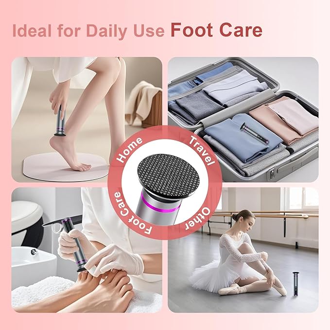 Electric Callus Remover for Feet, 3 Speeds Electric Foot Callus Remover with Powerful Brushless Motor, 2600mAh Runs for 7Hours, Washable Nano Glass Head, 60 Pcs Sandpaper Discs, Gift for Women & Men