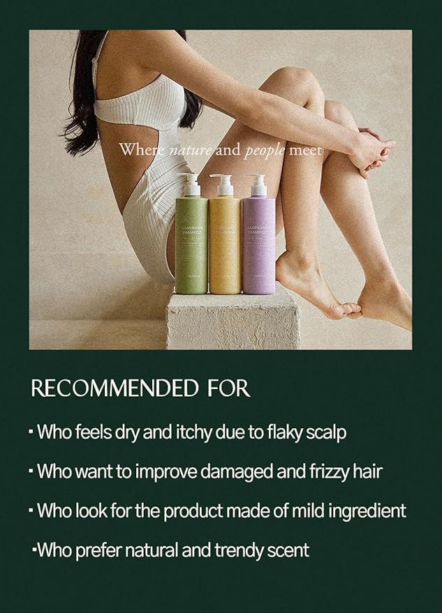 laferme Laminaria Shampoo with Organic Ingredient, Korean Clarifying Shampoo, Hydrating for Dry Hair, Strengthening for Weak Hair, Sulfate & Paraben-Free, for Women & Men,16.9 FL. OZ, Pine Eucalyptus