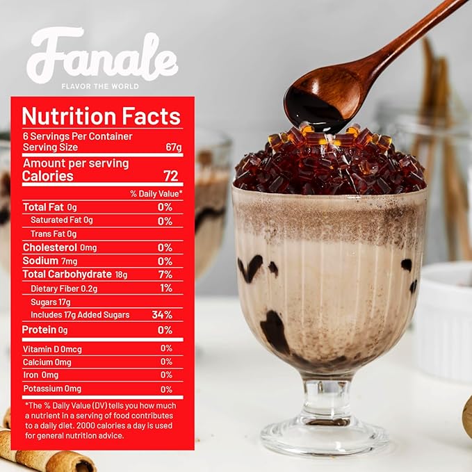 Fanale Coconut Jelly Topping nata de coco for Bubble Tea 400 g | Brown Sugar Jelly | for Boba Tea, Smoothies, Slushes, Desserts 400g