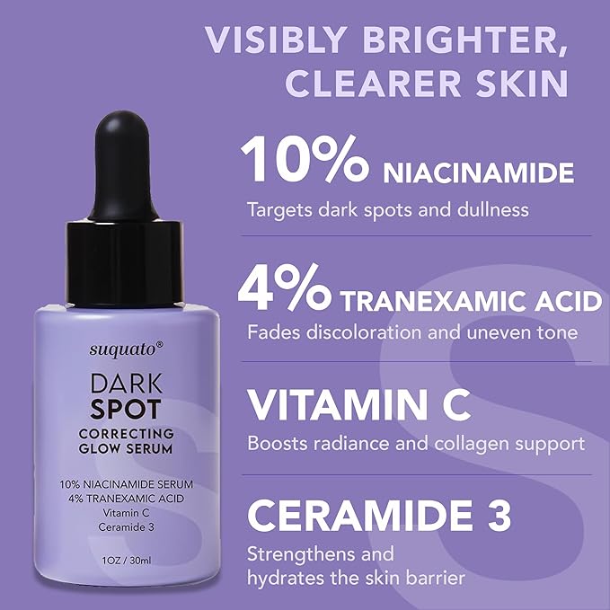 Dark Spot Correcting Glow Serum: Melasma Hyperpigmentation Treatment for Face with Tranexamic Acid Niacinamide - Vitamin C Serum and Dark Spot Remover For Face