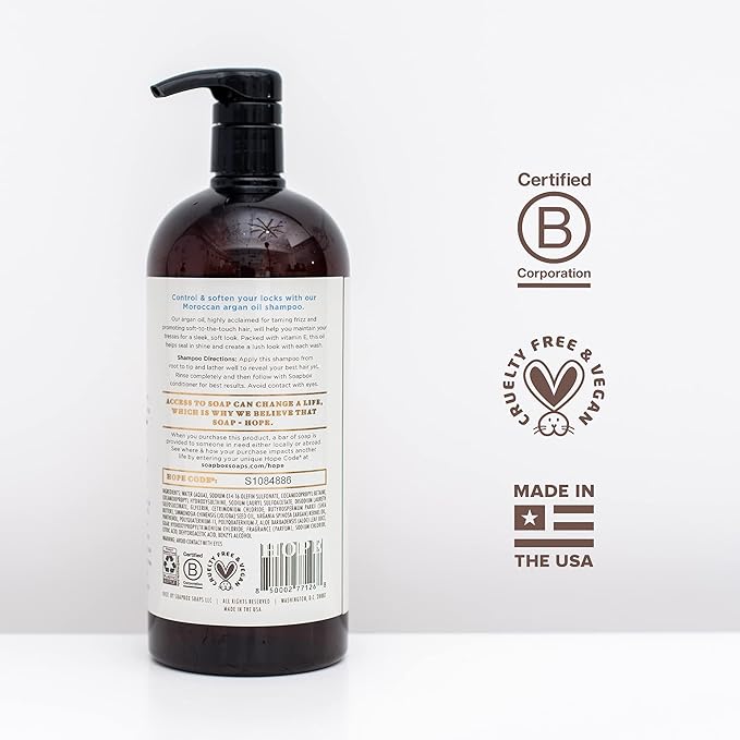 Soapbox Argan Oil Shampoo, Harsh Sulfate Free, Paraben & Silicone Free, Color Safe, and Vegan Hair Shampoo | Control & Soften Shampoo (33.8 Ounces)