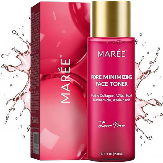 MAREE Pore Minimizer for Face Toner – Oil Control Facial Toner with Niacinamide, Witch Hazel & Marine Collagen – Gentle Exfoliating Face Toner for Women – Oily, Normal, Sensitive Skin – Tonico Facial