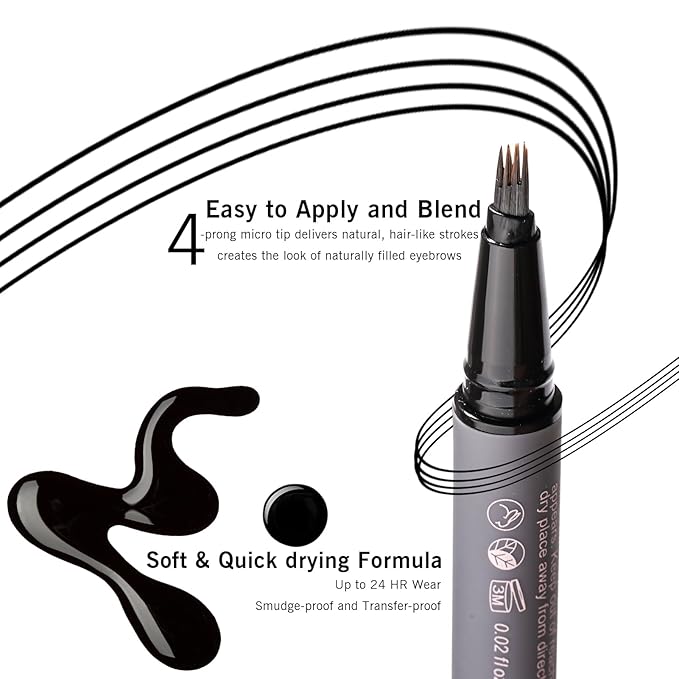 Eyebrow Pencil Black, Microblading Eyebrow Pen for Women, Long lasting Black Brow Pencil for 24H Perfect Brows, Hair Like Strokes, Smudge-Proof YES.EYE DO (Black Out- Natural Black)