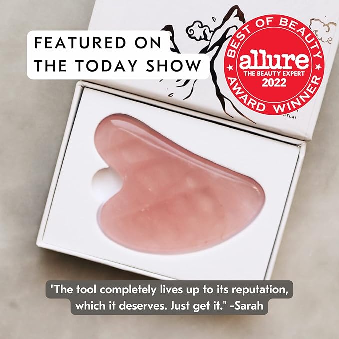 Mount Lai Rose Quartz Gua Sha Facial Tool – The Stone of Graceful Radiance – 100% Genuine Rose Quartz Stone Face Sculpting Tool for Lymphatic Drainage, Puffiness Reduction & Graceful Beauty