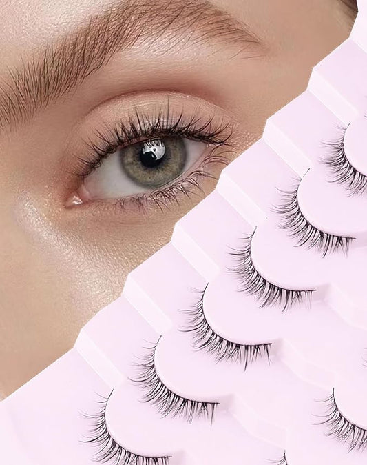 Onlyall Natural Lashes Short Eyelashes Wispy Lashes Natural Look Soft False Eyelashes False Eye Lashes Faux Mink Eyelashes 7 Pairs D2