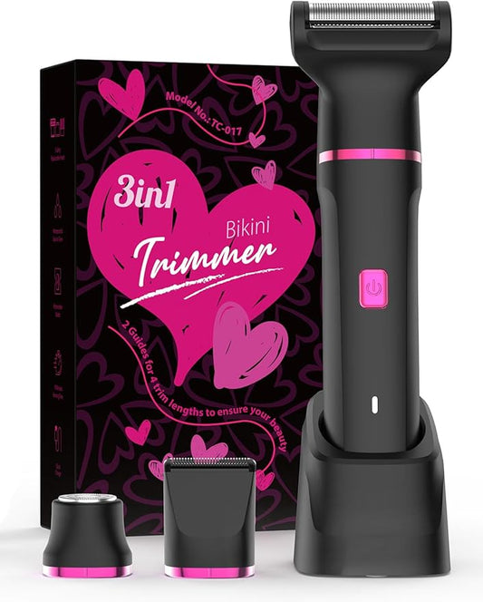 Bikini Trimmer for Women - Waterproof Wet & Dry Electric Foil Shaver for Private Area, Rechargeable Dock, Painless Smooth Shaving & Trimming of The Body, Face, Underarm, Legs, Tiktok Trend Items