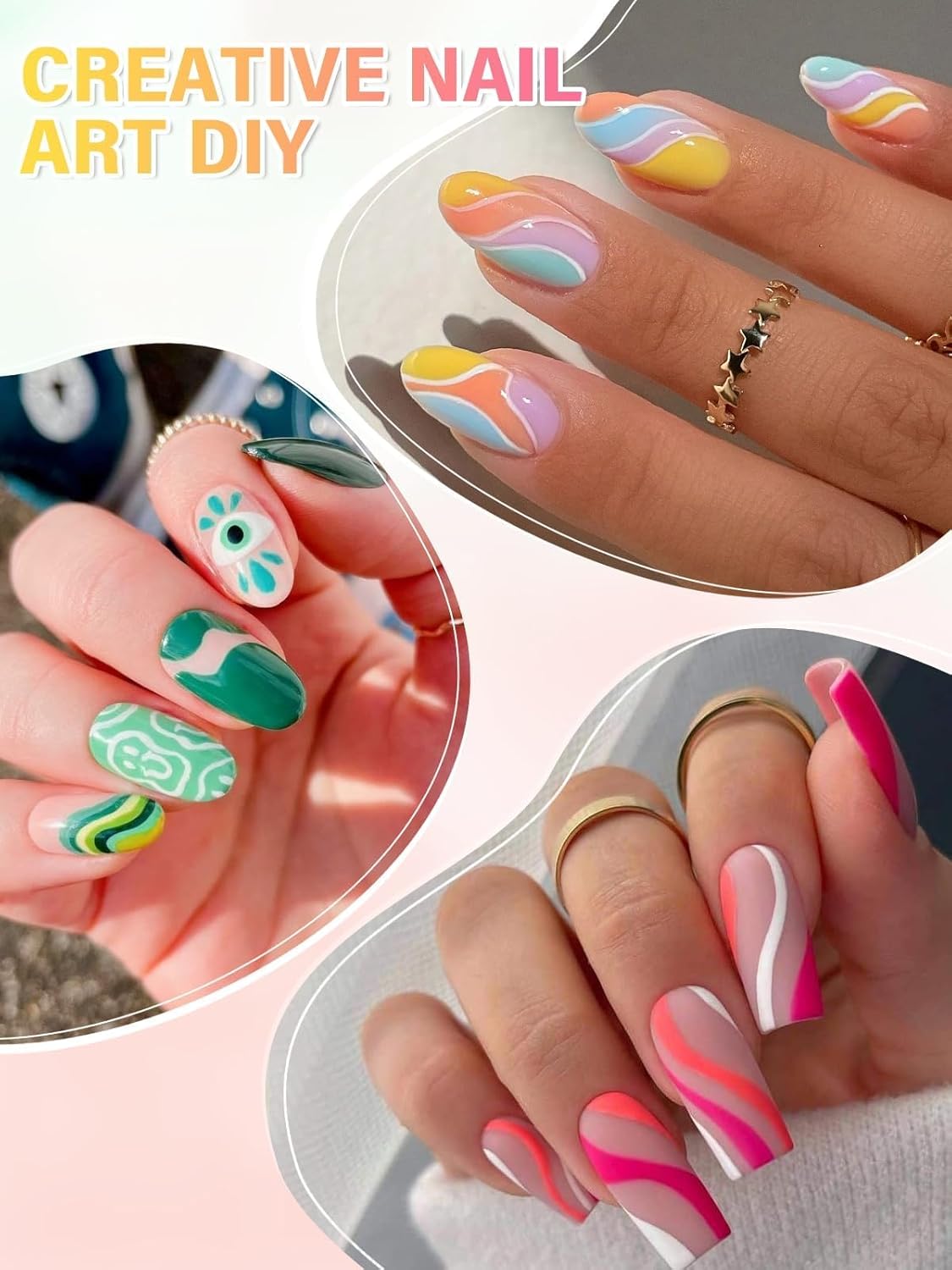 EBANKU Nail Art Pens Beauty Gift Set, 12 Colors Quick Drying Soft-Tip Nail Polish Pens 3D Acrylic Paint Nail Pens for Nail Art Color-fast Nail Point Dotting Liner Pen Sets for Home & Salon Nail DIY