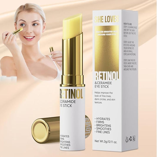 Retinol Eye Stick, Eye Cream for Dark Circles and Puffiness, Eye Brightening Cream for Hydration, Wrinkles in 3-4 Weeks, Travel Portability Anti-Aging Eye Cream for Bags Under Eye Reduces Fine Line