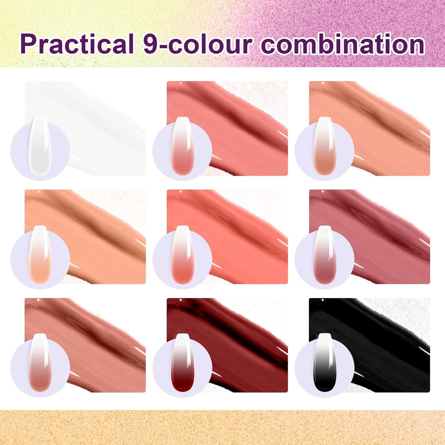 Gradient Painting Gel, 9 Colors Ombre Gel Nail Polish Nude Pink for Pigment Pat Aura Nails, French Manicure Long Lasting Home Salon DIY Nail Art Terracotta Blush（01）