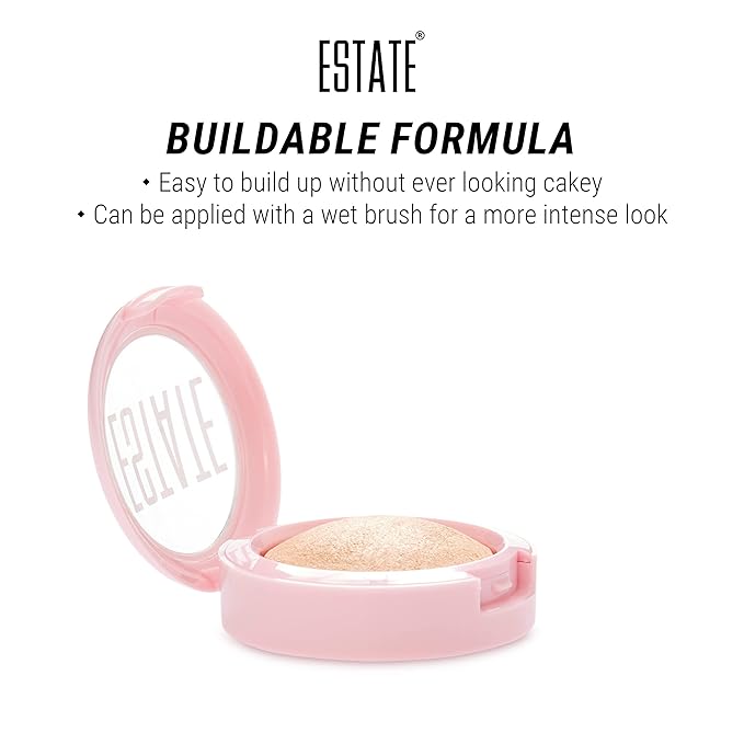 Estate Cosmetics Dew Me Baked Highlighter – Cheek, Eyes & Face Pressed Powder – 3 g (0.1 oz) (BYEEE)