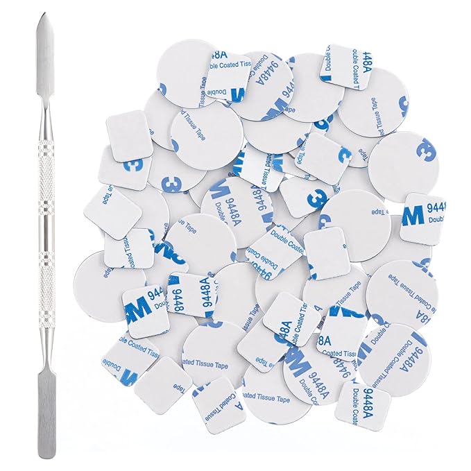 56Pcs Metal Stickers for Magnetic Palette Empty Eyeshadow Makeup Palette + Depotting Spatula (28Pcs Round + 28Pcs Square)