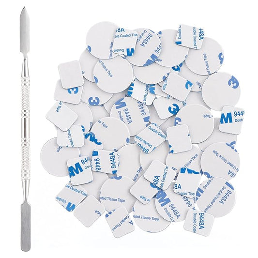 56Pcs Metal Stickers for Magnetic Palette Empty Eyeshadow Makeup Palette + Depotting Spatula (28Pcs Round + 28Pcs Square)