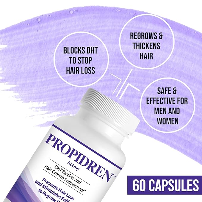 Propidren by HairGenics - DHT Blocker & Hair Growth Capsules to Prevent Hair Loss & Stimulate Hair Follicles, to Stop Hair Loss & Regrow Hair. Proprietary Anti-Hair Loss & Hair Regrowth Treatment.