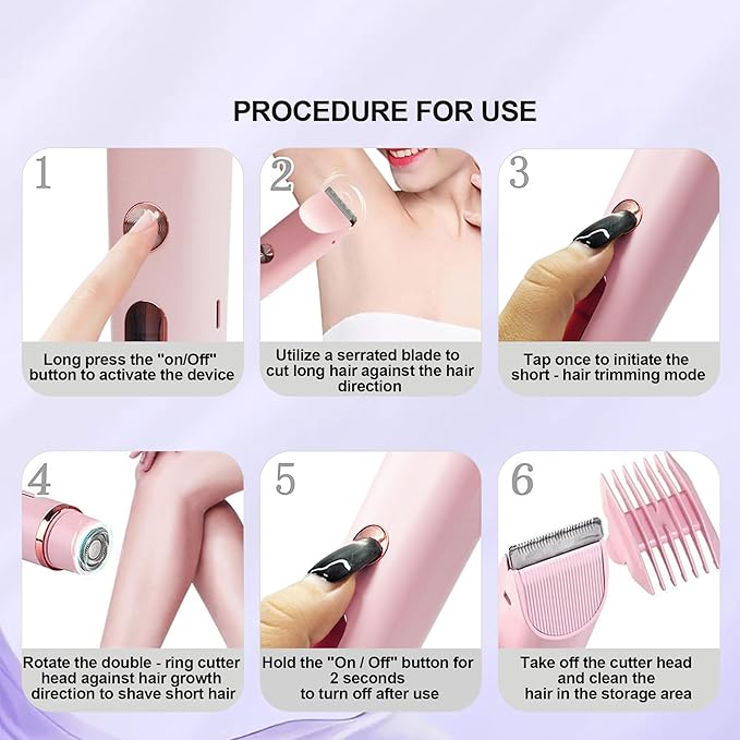 2025 Upgraded Bikini Trimmer for Women & 2 in 1 Dermave Bikini Shaver with LCD Display, Dual Head Cordless Electric Shaver, IPX7 Waterproof Wet/Dry Body Hair Trimmer for Face Body Intimate Areas,Pink