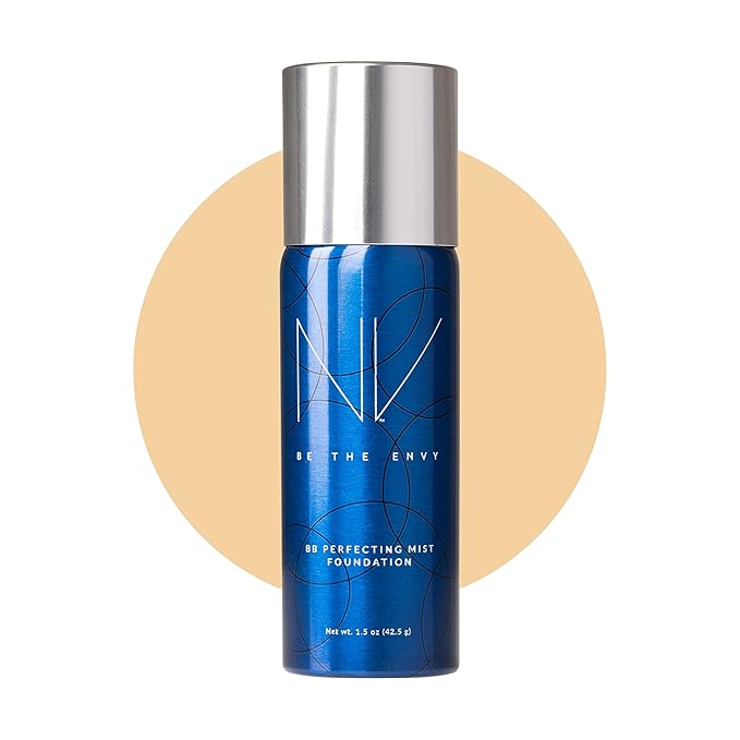 NV BB Perfecting Mist Foundation Buildable Coverage Professional Airbrush Makeup with Plant-based Stem Cell Polypeptides, Vitamins A, D, E and Aloe, 1.5 ounces, Warm Sand