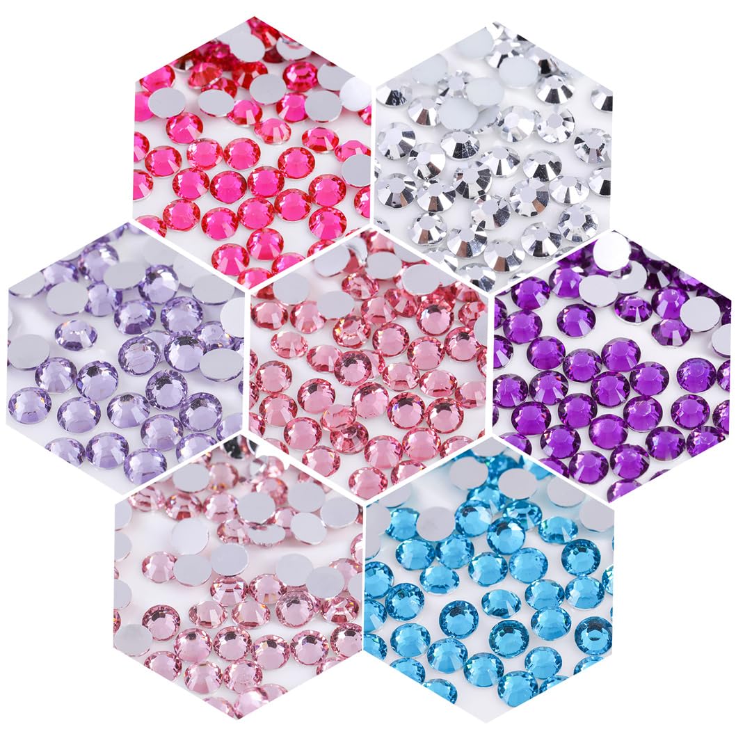 3000 Pieces SS12 3mm Flatback Rhinestones Clear Glass Round Gems Crystals for Nail Art DIY Crafts Clothes Shoes Bags （Light Rose Red）