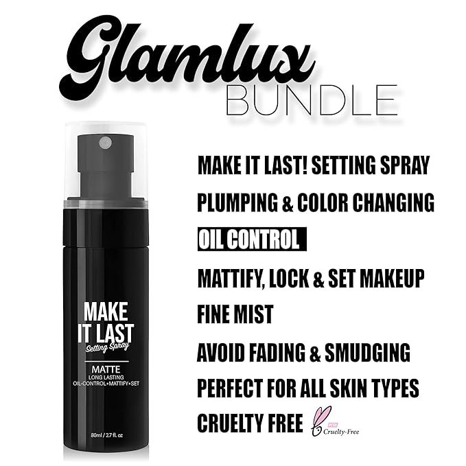 Beauty Bundle All In One Makeup Kit For Women, Teens, Girls, Full Size Makeup Essentials Makeup Remover, Make It Last Setting Spray, Brow Wax Lamination Pencil, Plumping Lipglosses