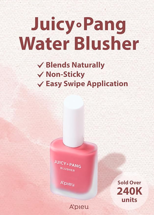 A'PIEU JUICY-PANG WATER BLUSHER (PK01 - I'm Strawberry) Korean Liquid Blush For Cheeks K Beauty Makeup