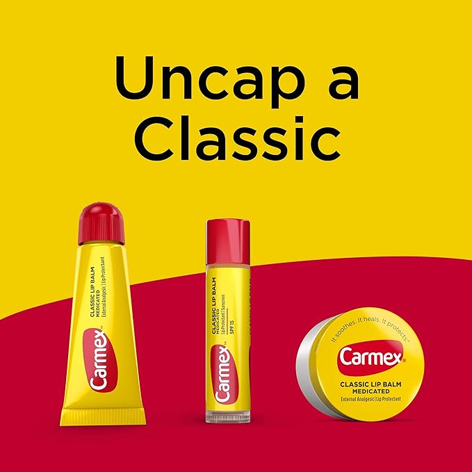 Carmex Medicated Lip Balm Sticks, Lip Moisturizer for Dry, Chapped Lips, 0.15oz, 3 Count (2 Packs) plus 1 Count Carmex Lip Balm Tube, 0.35oz