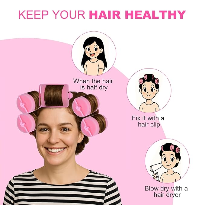 24 Pieces Foam Sponge Hair Rollers - Soft Sleeping Hair Curlers for Hair Styling (2inch, Pink)