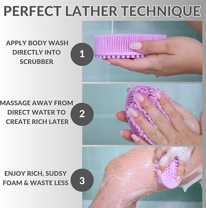 Avilana Silicone Body Scrubber – Gentle Shower Brush & Loofah Alternative- Food Grade & Lab Tested – Fast-Drying, Hygienic, BPA-Free Silicone Body Gentle Exfoliator (Black, Scalp)