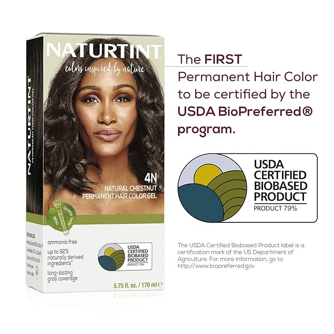 Naturtint 4N Natural Chestnut Permanent Hair Color (Pack of 1), Ammonia Free, Vegan, Cruelty Free, up to 100% Gray Coverage, Long Lasting Results (Packaging may vary)