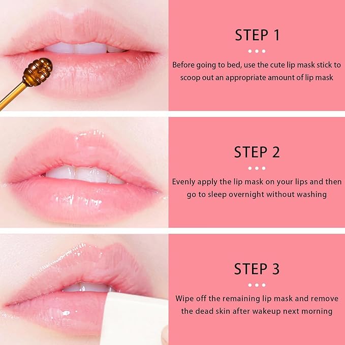 1 PCS Bee Lip Balm Lip Mask Honey Pot, Watermelon Moisturizing Sleeping Lip Mask Overnight with Sticks, Lip Balm Honey Pot Lip Balm Hydrating Prevention Dry and Crack Lip Scrubs Exfoliator
