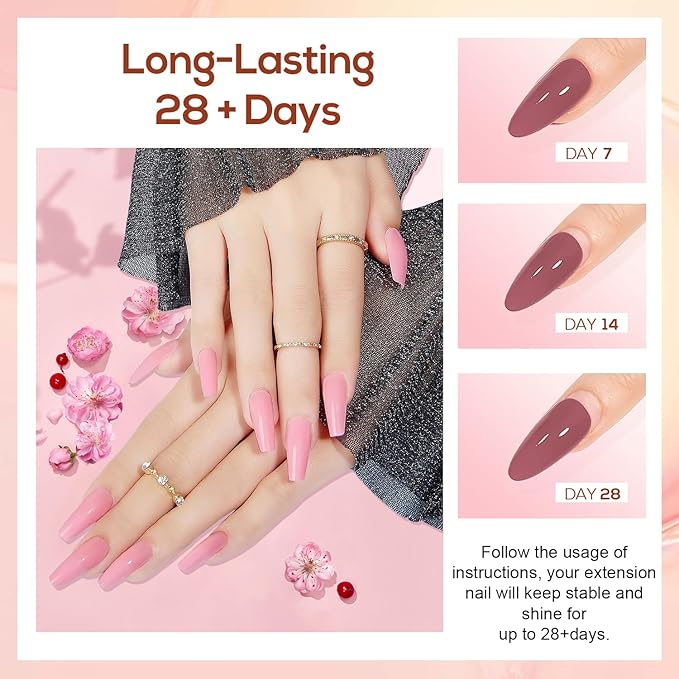 JEWHITENY Poly Extension Gel Kit With 48W LED Nail Lamp 14 Colors Builder Extension Gel All-in-One French Kit Nail Art Design Beginner Kit