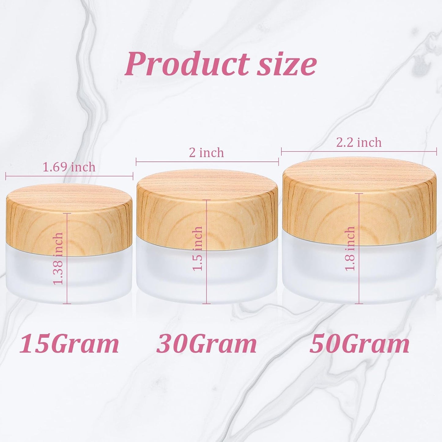 Geiserailie 3 Pieces Glass Cosmetic Containers Empty Sample Jars with Leak Proof Lids Makeup Sample Containers for Lotion Cream Cosmetic (50,30,15 Gram)