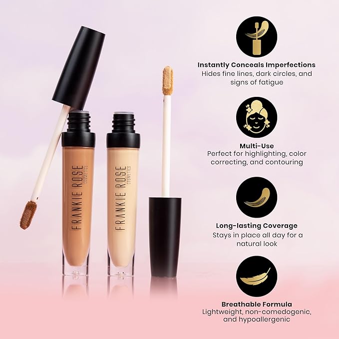 Frankie Rose Cosmetics Our Lil’ Secret Concealer – Sweat-Proof & Matte Under Eye Concealer, Long Lasting Concealer Full Coverage For Fine Lines, Dark Circles & Hide Imperfections - Fresh