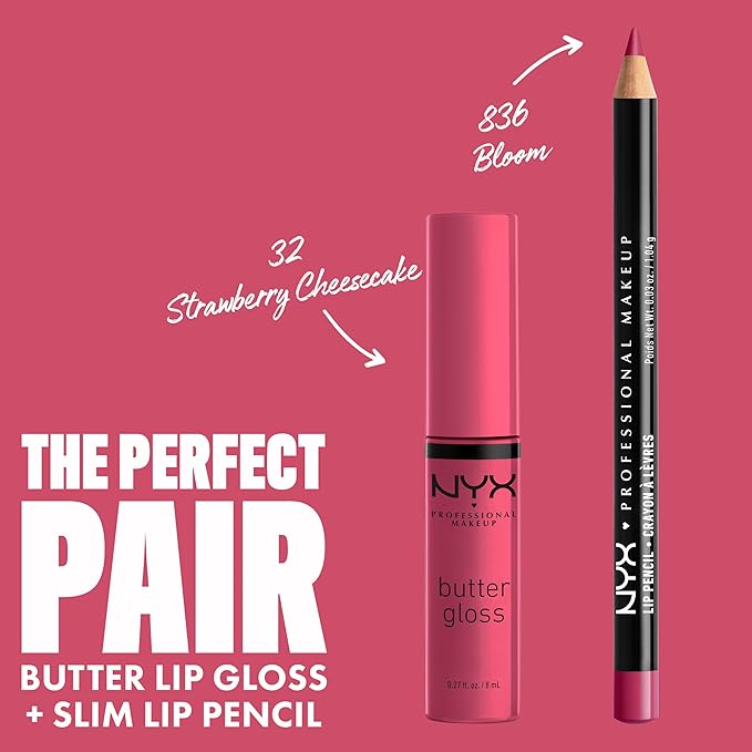NYX PROFESSIONAL MAKEUP Butter Gloss, Non-Sticky Lip Gloss - Strawberry Cheesecake (Warm Pink)