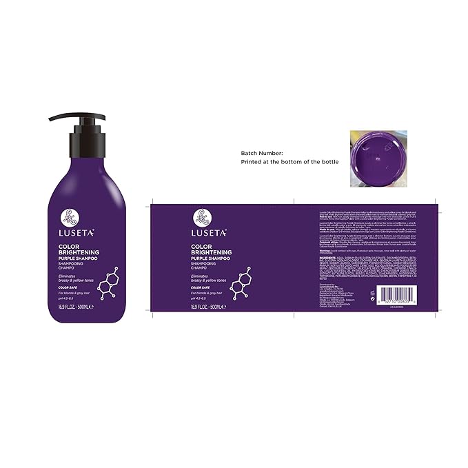 Luseta Purple Shampoo and Conditioner Set for Blonde, Gray - Color Treated Hair - Sulfate Free Paraben Free - Infused with Cocos Nucifera Oil for Curly and Damaged Hair - 2x16.9oz