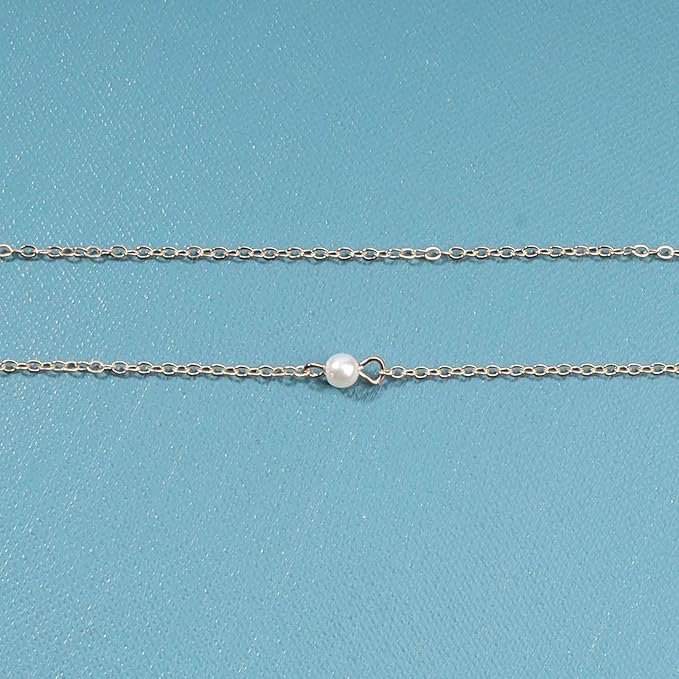 Boho Layered Pearl Choker Necklace Gold Pearl Pendant Necklace Tiny Dot Layering Necklace Vintage Necklace Chain Jewelry for Women and Girls Gifts