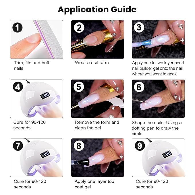 RARJSM Gel Builder Nail Polish Pearl White Purple Glitter Hard Gel in a Bottle Mermaid Shell Pearlescent Thick Extension Structure Gels for Nails 15ml Soak Off Curing Requires Salon Home DIY Use