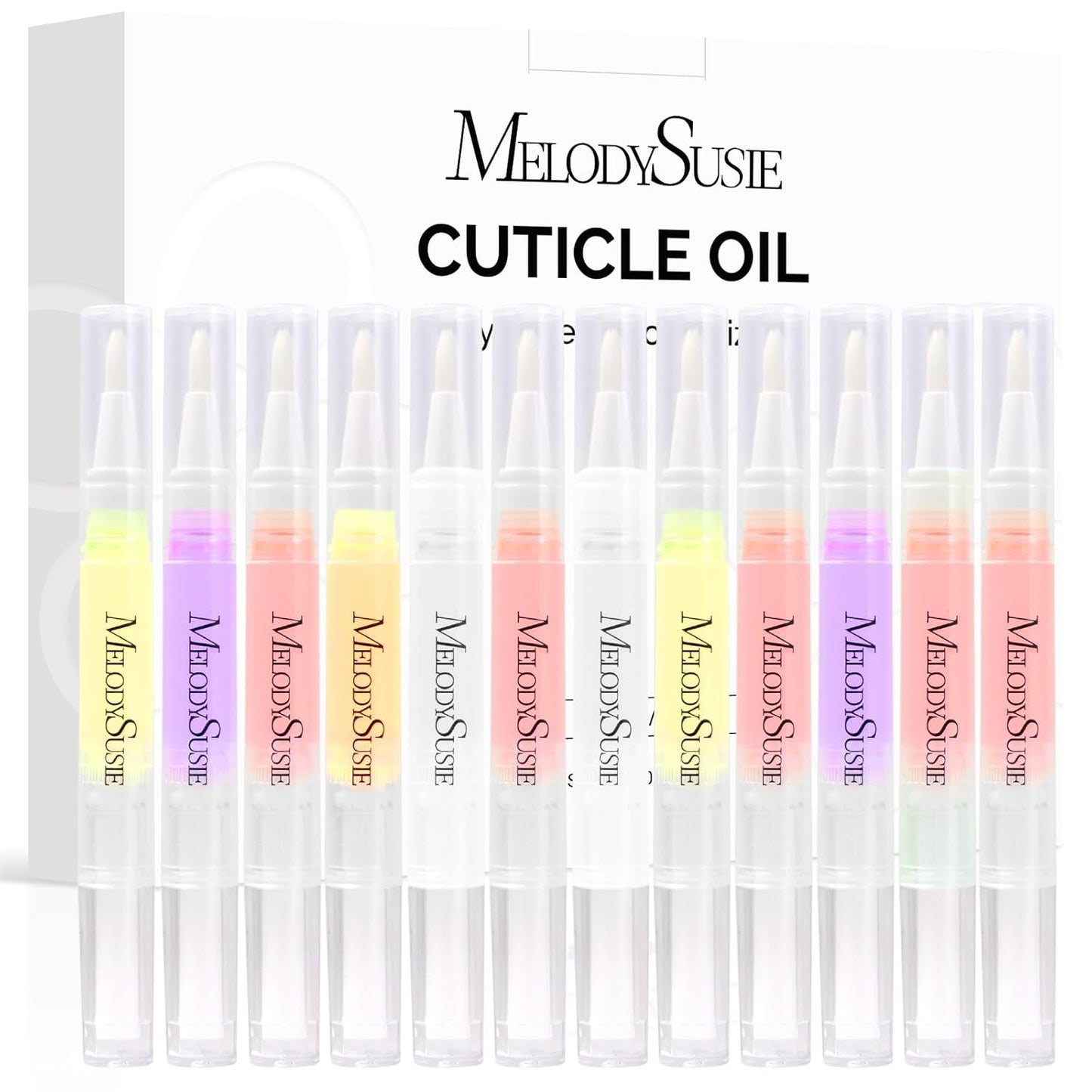 MelodySusie 12Pcs Cuticle Oil Pen Set,Nail Moisturizing Cuticle Oil Enriched with Vitamin E,Softens and Repairs cuticles,Nail Strengthener,Protects Damaged Skin,Thin Nails