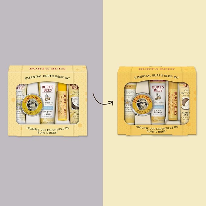 Burt's Bees Back to School Gifts Ideas, 5 Body Care College Dorm Products, Everyday Essentials Set - Original Beeswax Lip Balm, Deep Cleansing Cream, Hand Salve, Body Lotion & Foot Cream, Travel Size