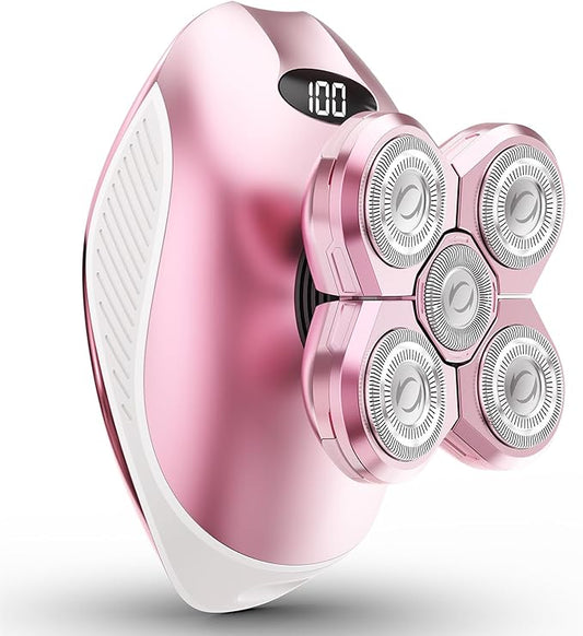 Electric Razors for Women, 5-in-1 Rechargeable Body Shaver - Waterproof Wet Dry Hair Remover - Trimmer for Lady Face Underarms Legs (Pink)